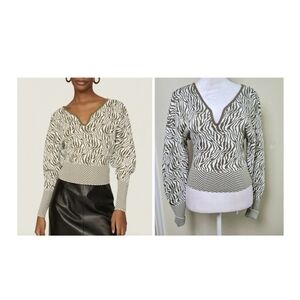 Esteban Cortazar Collective Zebra Print Sweater Top Neutral Citycore Cropped XS